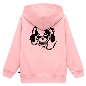 Totenschädel mit Kopfhörer und Kopfhörer Kabel - Kinder Premium Organic Zip Hoodie - Rosa - Hinten - AI Model Kid Female (0cm)