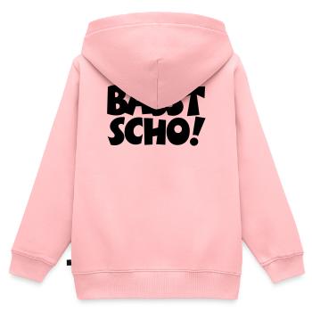 Basst Scho - Kinder Premium Organic Zip Hoodie - Rosa - Hinten - AI Model Kid Female (0cm)