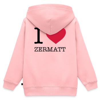 I LOVE ZERMATT - Kinder Premium Organic Zip Hoodie - Rosa - Hinten - AI Model Kid Female (0cm)