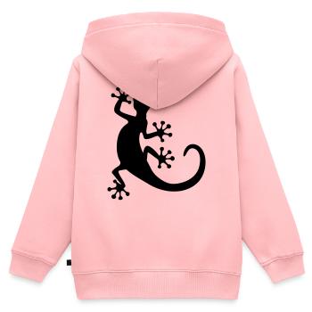 Gecko - Kinder Premium Organic Zip Hoodie - Rosa - Hinten - AI Model Kid Female (0cm)