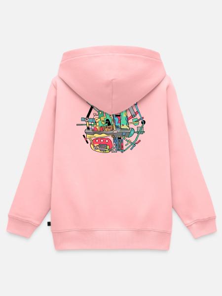 Vibrante Stadt-Collage Remix - Kinder Premium Organic Zip Hoodie - Rosa