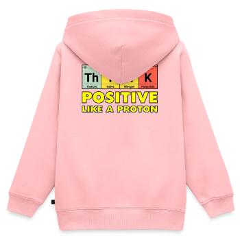 Penser positif, comme un proton - Sweat Premium à capuche zippé enfant bio - rose - Dos - AI Model Kid Female (0cm)