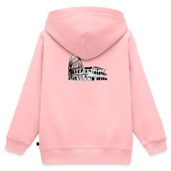 Monument italien Colisée - Sweat Premium à capuche zippé enfant bio - rose - Dos - AI Model Kid Female (0cm)