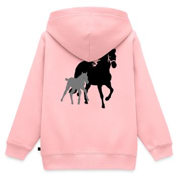 Stute mit Fohlen - Kinder Premium Organic Zip Hoodie - Rosa - Hinten - AI Model Kid Female (0cm)