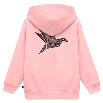 Origami Vogel - Kinder Premium Organic Zip Hoodie - Rosa - Hinten - AI Model Kid Female (0cm)