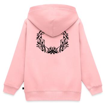 floraler Kranz - Kinder Premium Organic Zip Hoodie - Rosa - Hinten - AI Model Kid Female (0cm)