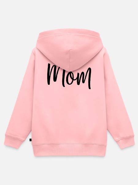 Les parents de la famille maman aiment le cadeau de la typographie - Sweat Premium à capuche zippé enfant bio - rose