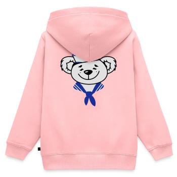 Bär mit Matrosenhut und Matrosen Halstuch - Kinder Premium Organic Zip Hoodie - Rosa - Hinten - AI Model Kid Female (0cm)