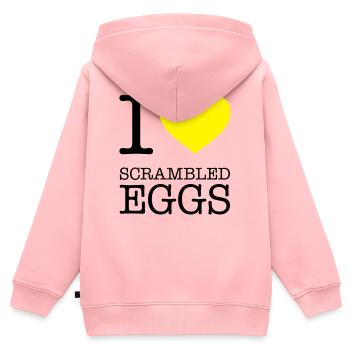 J’ADORE LES ŒUFS BROUILLÉS Rührei - Sweat Premium à capuche zippé enfant bio - rose - Dos - AI Model Kid Female (0cm)