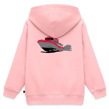 Motorboot - Kinder Premium Organic Zip Hoodie - Rosa - Hinten - AI Model Kid Female (0cm)