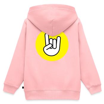 Pommesgabel Kreis gelb - Kinder Premium Organic Zip Hoodie - Rosa - Hinten - AI Model Kid Female (0cm)