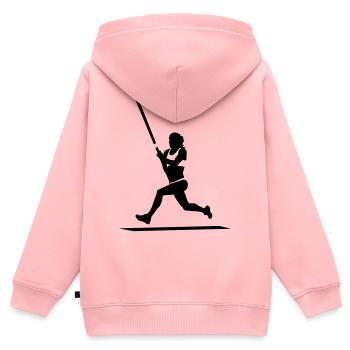 Stabhochsprung - Kinder Premium Organic Zip Hoodie - Rosa - Hinten - AI Model Kid Female (0cm)