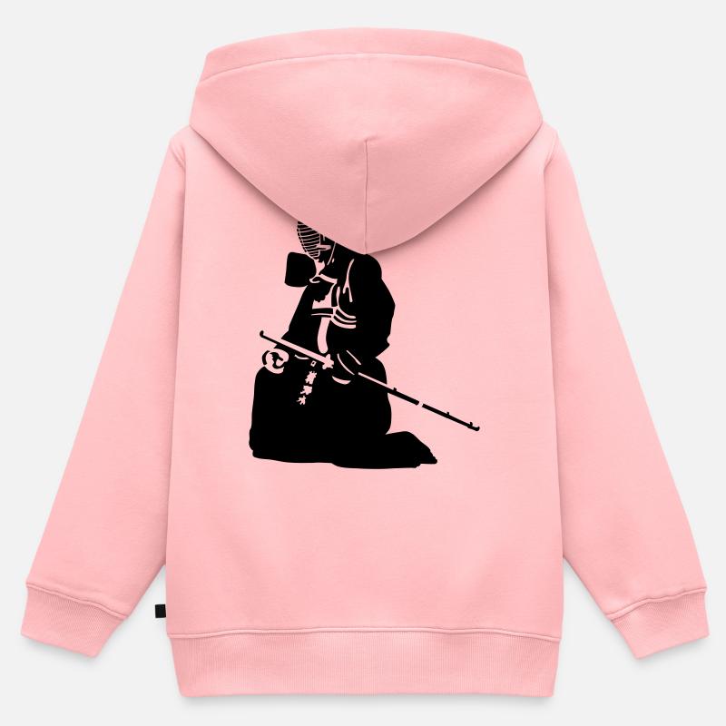 kendo - Sweat Premium à capuche zippé enfant bio - rose