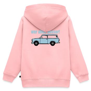  , DDR Kult , früher war alles besser (25) - Kinder Premium Organic Zip Hoodie - Rosa - Hinten - AI Model Kid Female (0cm)