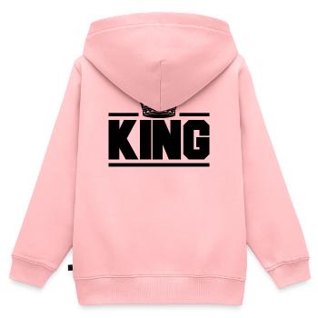 König - Kinder Premium Organic Zip Hoodie - Rosa - Hinten - AI Model Kid Female (0cm)