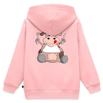 Ulkige Kuh hat Hunger - Kinder Premium Organic Zip Hoodie - Rosa - Hinten - AI Model Kid Female (0cm)