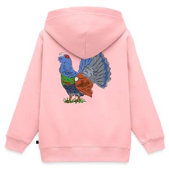 Fabelhafter Auerhahn in Farbenpracht - Kinder Premium Organic Zip Hoodie - Rosa - Hinten - AI Model Kid Female (0cm)