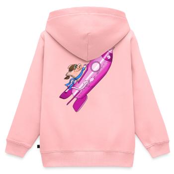 fusée - Sweat Premium à capuche zippé enfant bio - rose - Dos - AI Model Kid Female (0cm)