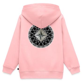 Wind Rose - Kinder Premium Organic Zip Hoodie - Rosa - Hinten - AI Model Kid Female (0cm)