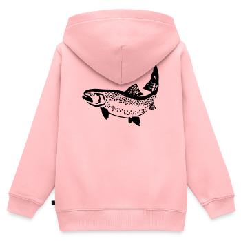 truite - Sweat Premium à capuche zippé enfant bio - rose - Dos - AI Model Kid Female (0cm)