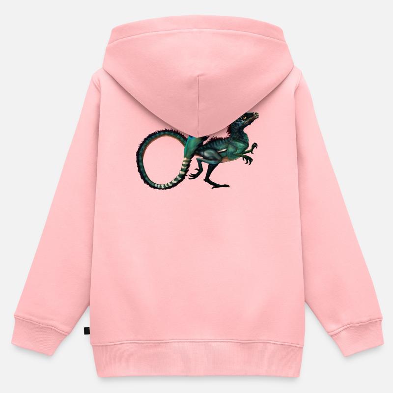 dinosaure - Sweat Premium à capuche zippé enfant bio - rose