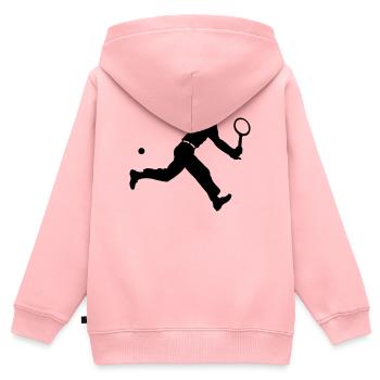 tennis retro - Sweat Premium à capuche zippé enfant bio - rose - Dos - AI Model Kid Female (0cm)