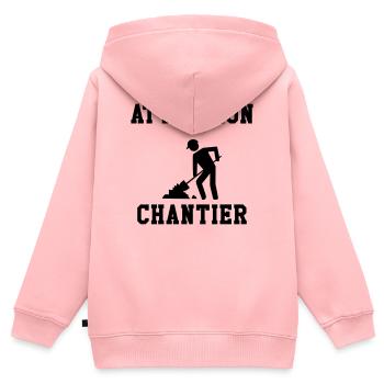 Attention Chantier - Sweat Premium à capuche zippé enfant bio - rose - Dos - AI Model Kid Female (0cm)