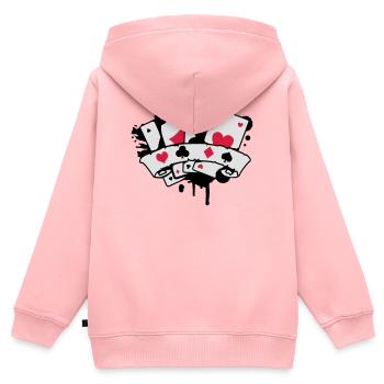 Spielkarten und Banner - Kinder Premium Organic Zip Hoodie - Rosa - Hinten - AI Model Kid Female (0cm)