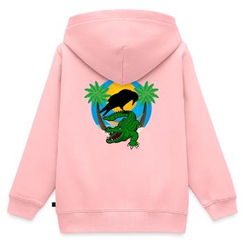 Palmen aus Plastik - Kinder Premium Organic Zip Hoodie - Rosa - Hinten - AI Model Kid Female (0cm)