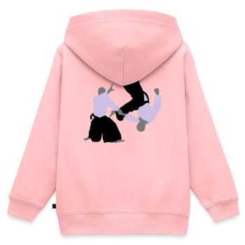aikido - Sweat Premium à capuche zippé enfant bio - rose - Dos - AI Model Kid Female (0cm)