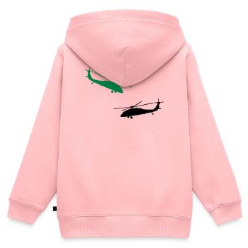 hélicoptère - Sweat Premium à capuche zippé enfant bio - rose - Dos - AI Model Kid Female (0cm)
