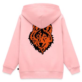 wolf - Kids Premium Organic Zip-up Hoodie - rose - Back - AI Model Kid Female (0cm)