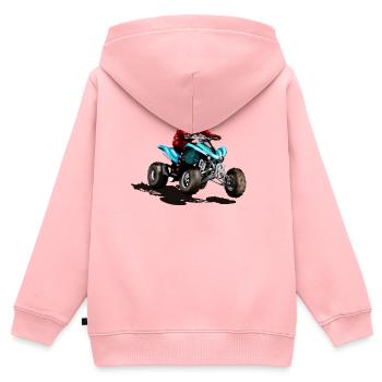 Quad - Kinder Premium Organic Zip Hoodie - Rosa - Hinten - AI Model Kid Female (0cm)