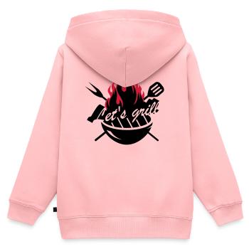 Grill mit Grillbesteck - Kinder Premium Organic Zip Hoodie - Rosa - Hinten - AI Model Kid Female (0cm)