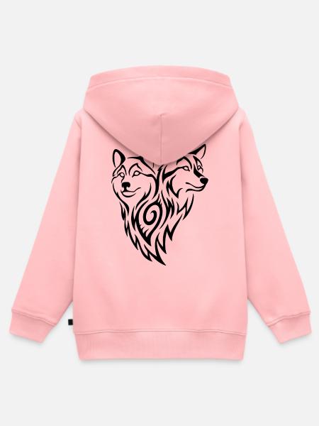 Stammes-Wölfe - Kinder Premium Organic Zip Hoodie - Rosa