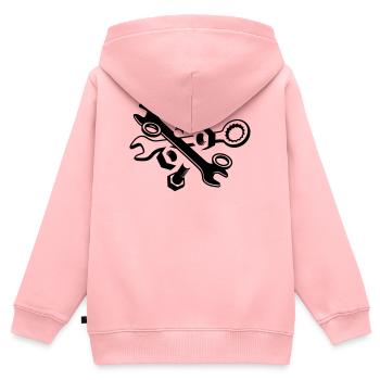 deux clés avec écrous et vis - Sweat Premium à capuche zippé enfant bio - rose - Dos - AI Model Kid Female (0cm)