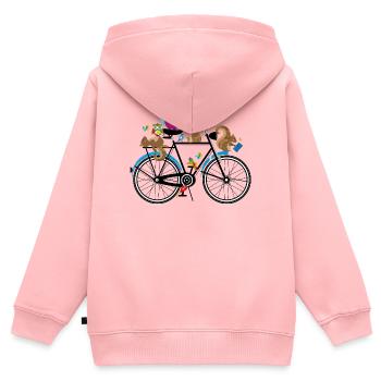 Waldtiere auf einem Fahrrad - Kinder Premium Organic Zip Hoodie - Rosa - Hinten - AI Model Kid Female (0cm)