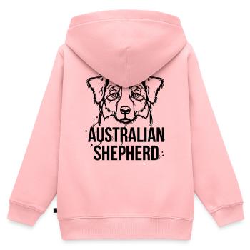 Australian Shepherd - Kinder Premium Organic Zip Hoodie - Rosa - Hinten - AI Model Kid Female (0cm)