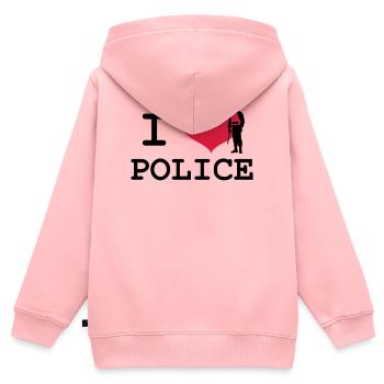 I Love Police - Kinder Premium Organic Zip Hoodie - Rosa - Hinten - AI Model Kid Female (0cm)
