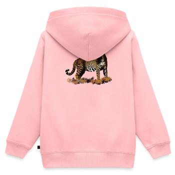 Leopard - Kinder Premium Organic Zip Hoodie - Rosa - Hinten - AI Model Kid Female (0cm)