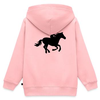 Silhouette Reiterin mit galoppierendem Pferd - Kinder Premium Organic Zip Hoodie - Rosa - Hinten - AI Model Kid Female (0cm)