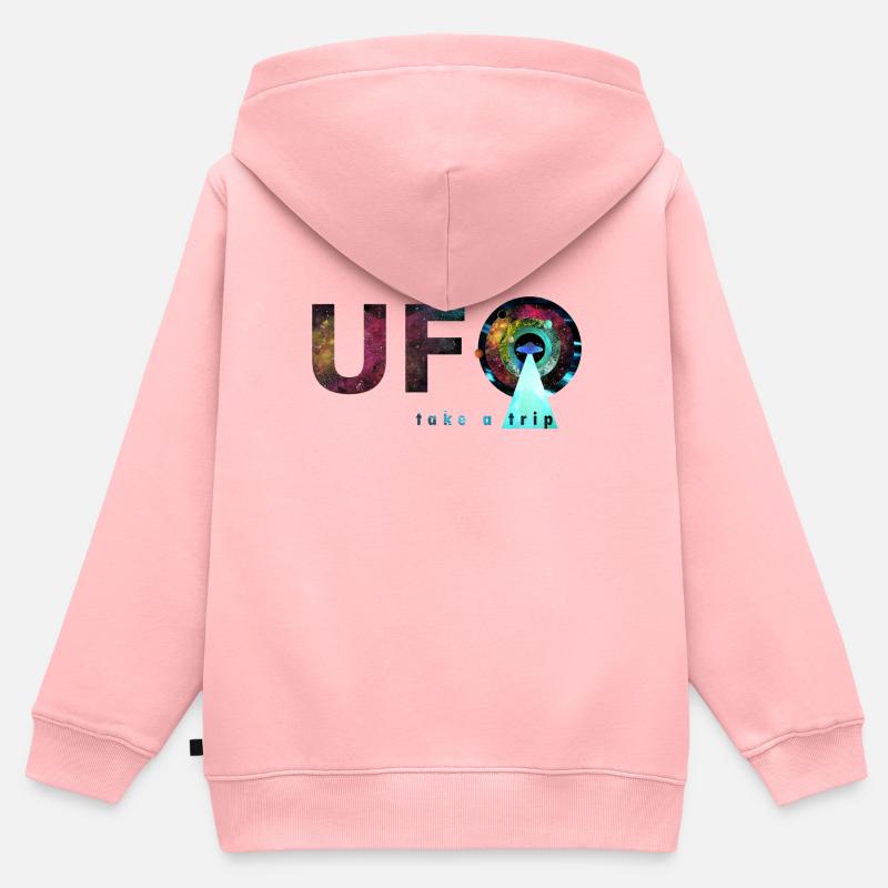 ufo - take a trip - Sweat Premium à capuche zippé enfant bio - rose