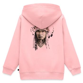 Indianer - Kinder Premium Organic Zip Hoodie - Rosa - Hinten - AI Model Kid Female (0cm)