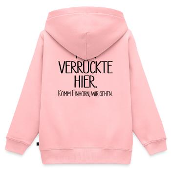 Nur verrückte hier. Komm Einhorn, wir gehen. - Kinder Premium Organic Zip Hoodie - Rosa - Hinten - AI Model Kid Female (0cm)