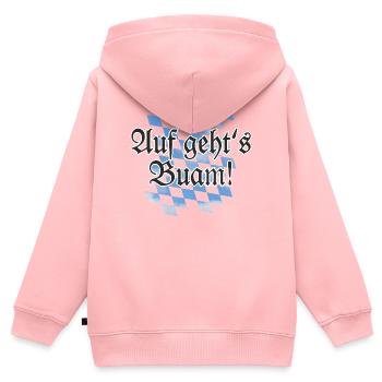 Auf geht's Buam Bayern Spruch mit Rauten - Kinder Premium Organic Zip Hoodie - Rosa - Hinten - AI Model Kid Female (0cm)