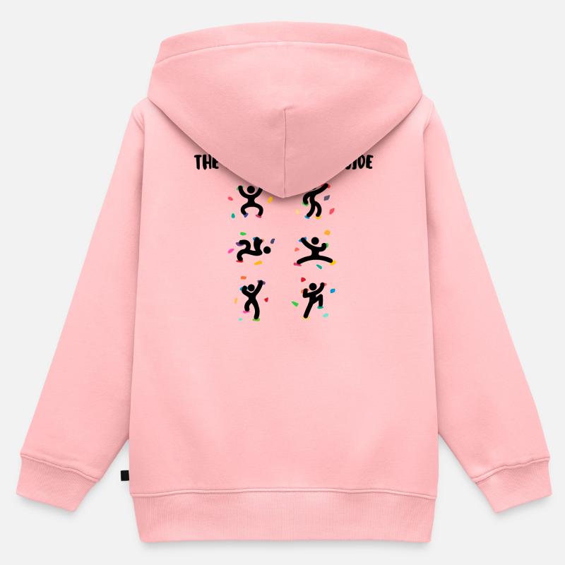 Boulder Escalade Alpinisme Drôle de sort Humour - Sweat Premium à capuche zippé enfant bio - rose