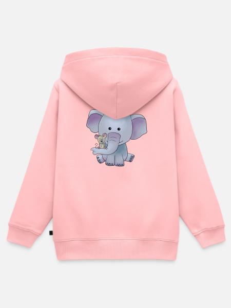 Elefant mit Maus - Kinder Premium Organic Zip Hoodie - Rosa
