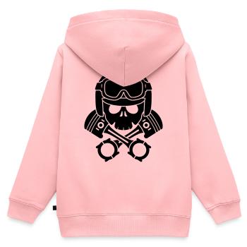 kolben schädel helm - Kinder Premium Organic Zip Hoodie - Rosa - Hinten - AI Model Kid Female (0cm)