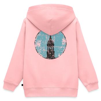 Hamburg Michel (Vintage/Hellblau) - Kinder Premium Organic Zip Hoodie - Rosa - Hinten - AI Model Kid Female (0cm)