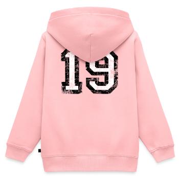 Nombre 19 Nombre de dix-neuf 19e anniversaire XIXe - Sweat Premium à capuche zippé enfant bio - rose - Dos - AI Model Kid Female (0cm)